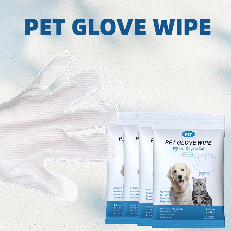 4 packs of 24 pieces,Pet gloves wet wipes - Special disposable cleaning wet wipes for pets, gentle and non-irritating