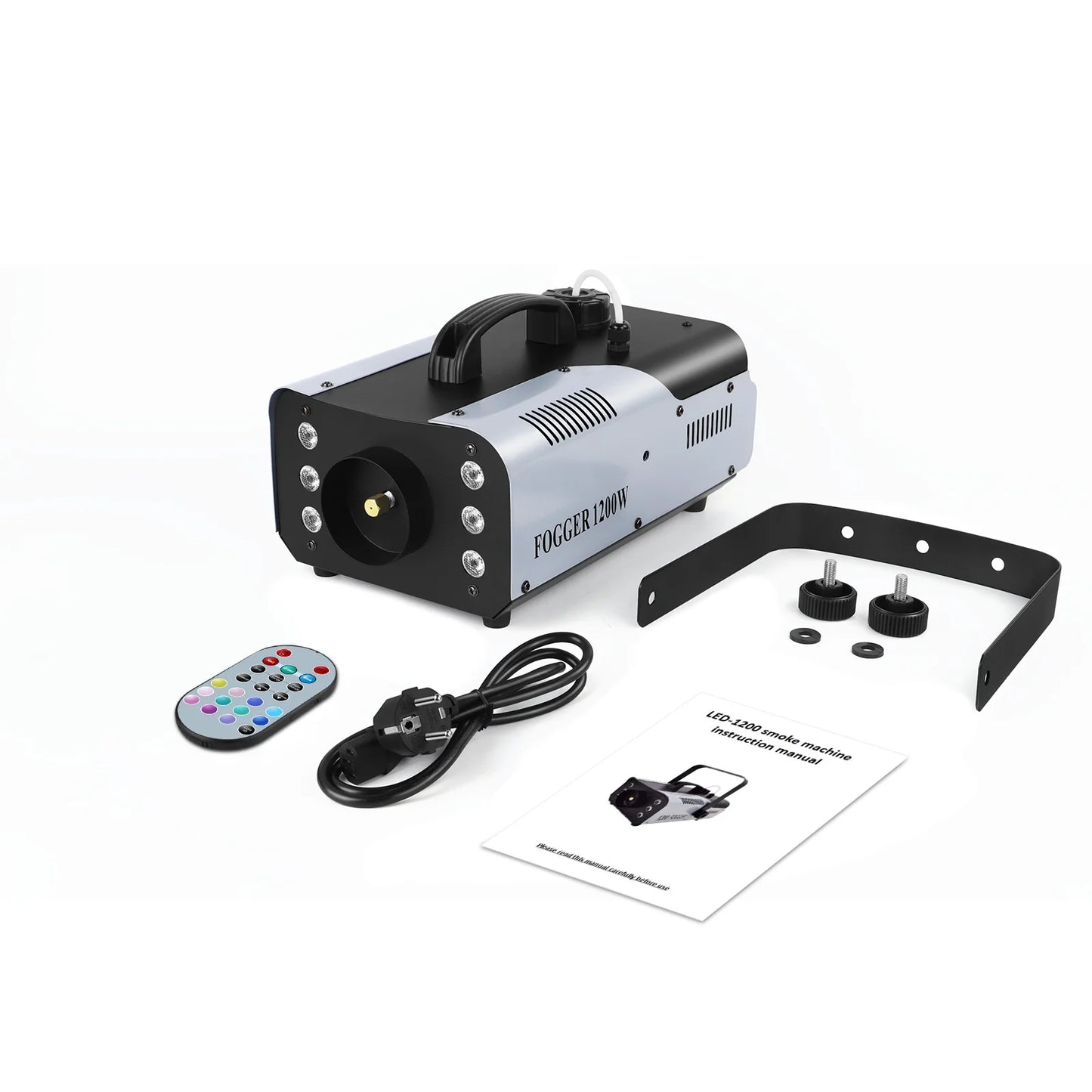 Fieryzeal 1200W Fog Machine RGB Stage Effect Smoke Machine 6LEDs Lighting Smoke Haze Generator Remote Fogger for DJ Disco Party