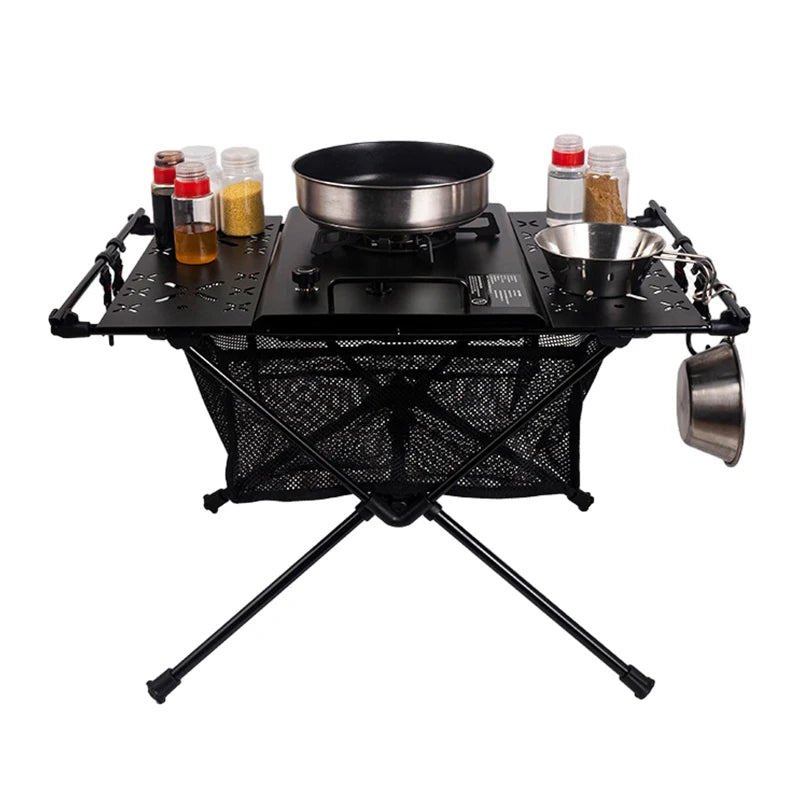 WESTTUNE Folding Camping Table Aluminum Lightweight Portable Table with Storage Mesh Bag for Outdoor Backyard Picnic BBQ Hiking