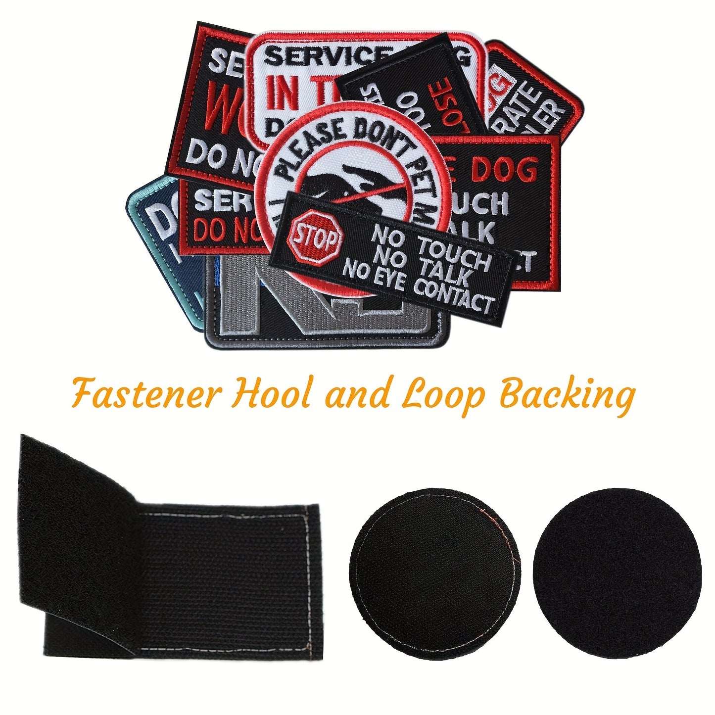 J.CARP 10pcs Service Dog Patches, Acrylic Embroidered Fastener Hook And Loop Patch for Dog Vest Harnesses Collar, Collars for Dogs