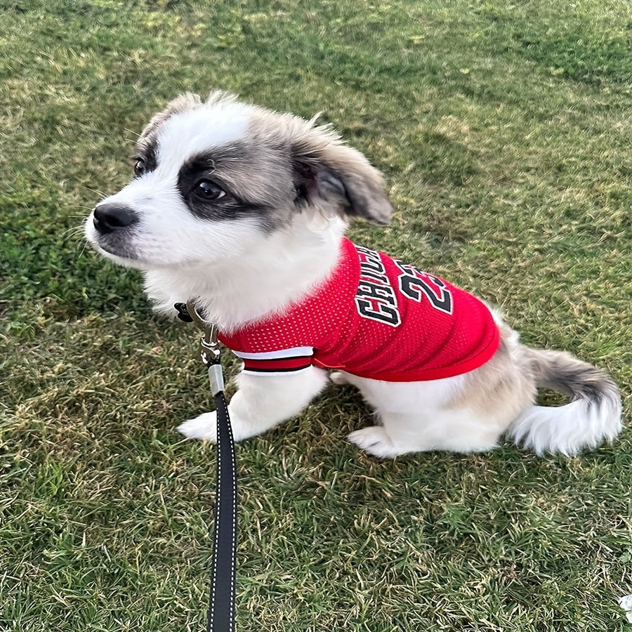 2pcs Chicago #23 Basketball Jersey Dog Vests - Breathable Mesh Pet Shirts for Small, Medium & Large Dogs - Red & White or Black & White Design - Perfect for Spring, Summer & Fall, Dog Jersey Outfit | Vibrant Pet Clothing | Co