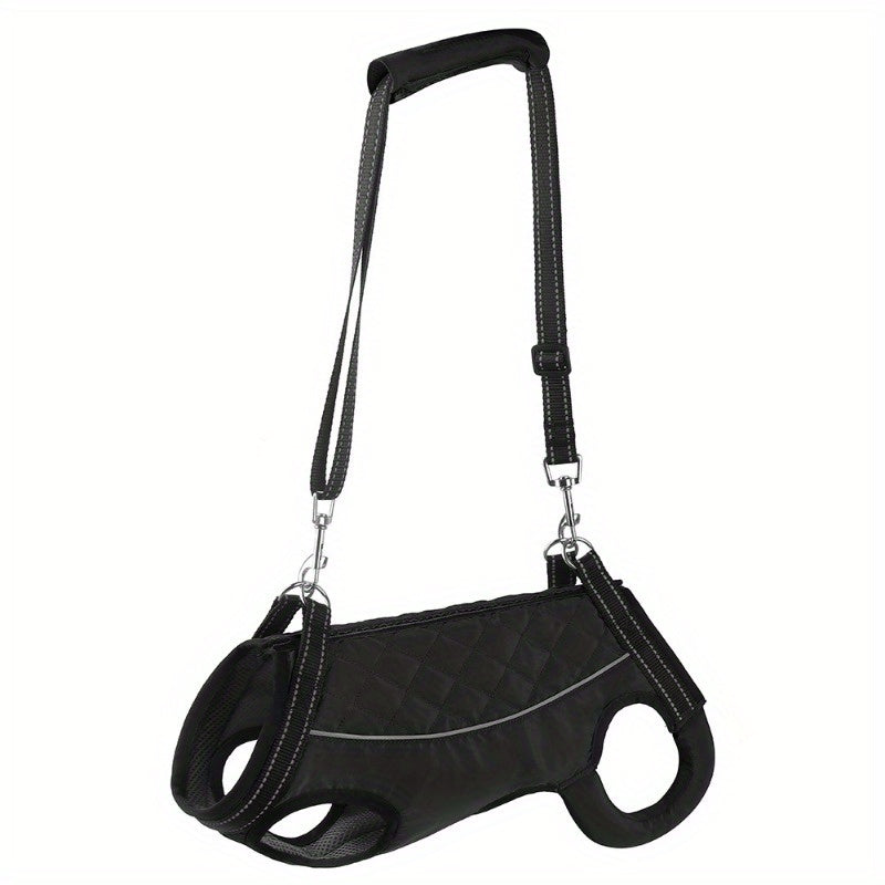 1pc Dog Lift Harness for Senior & Disabled Dogs - Adjustable Support Sling with Padded Legs, Yellow & Black Quilted Design, Pull/Carry/Lift Assistance for Mobility Support, Dog Walking Support | Quilted Dog Vest | Polyester D