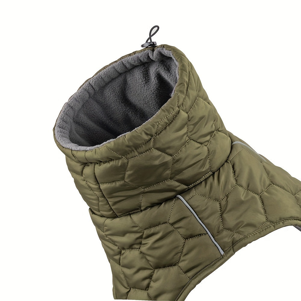 [Warm Reflective Dog Vest] Autumn and Winter Reflective Waterproof Quilted Warm Dog Vest - Medium and Large Dog Clothes, Adjustable Storm Coat