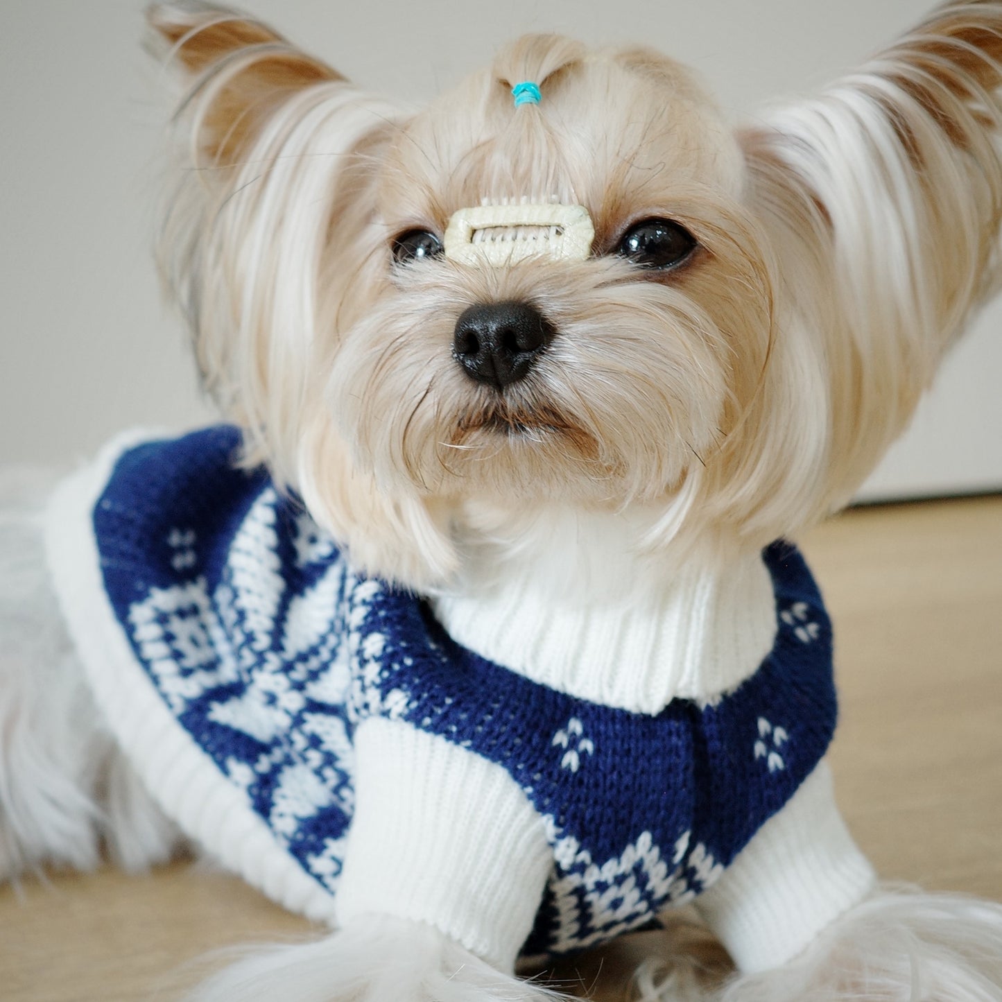Cozy Blue Snowflake Dog Sweater - Soft Acrylic Knit, All-Season Comfort for Small to Large Breeds, Machine Washable