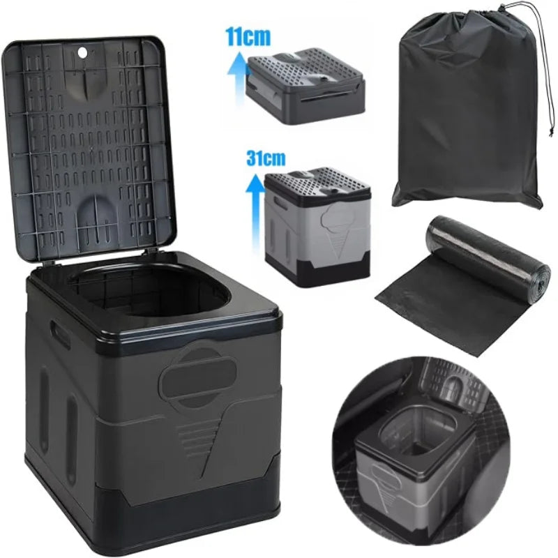 Portable toilet Portable car toilet bucket carrying capacity reusable trash can foldable odor-proof storage box Emergency toilet