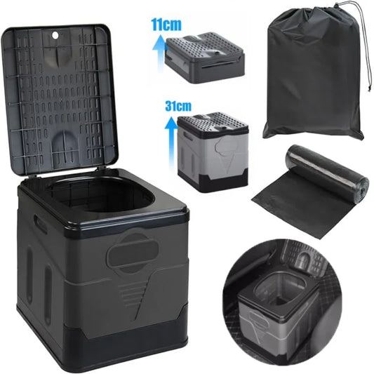 Portable toilet Portable car toilet bucket carrying capacity reusable trash can foldable odor-proof storage box Emergency toilet