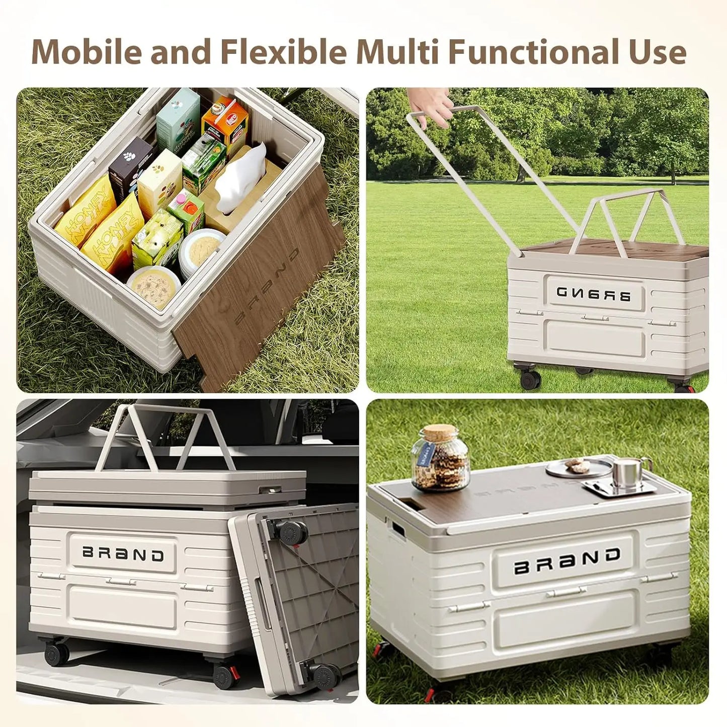 360° Rotating Foldable Storage Cart – Heavy-Duty Mobile Organizer with 4 Silent Wheels, Multi-Functional CampingStorage