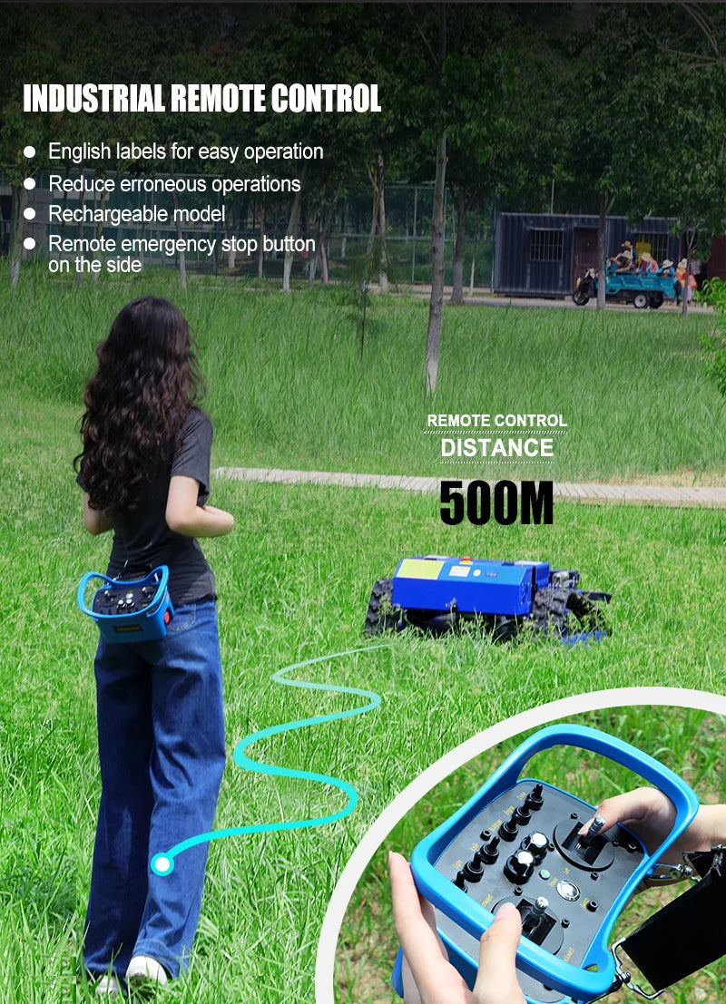 Remote Control Lawn Mower Rc Crawler 7.5HP Slope Mowing Machine Tracked Radio Controlled Grass Cutter Robotic Mowers