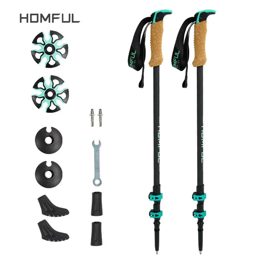 Carbon Fiber External Quick Lock Trekking Poles, Nordic Walking Stick, Hiking Telescope Stick, Shooting Crutch, 210 g/pc