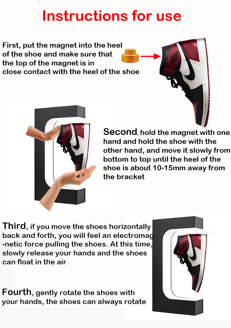 Magnetic Floating Shoe Display Stand Levitation Sneaker Holder With LED Light for Advertising Store levitating shoe display