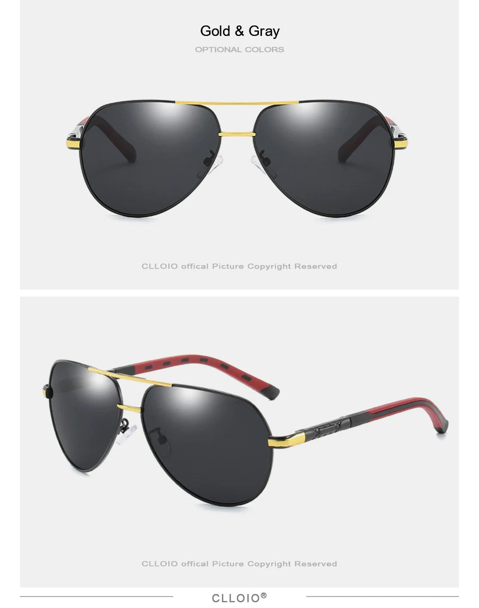 CLLOIO Men Classic Aluminum Polarized Sunglasses Women Driving Glasses Pilot Sun Glasses Brand Designer Male Vintage Sunglasses