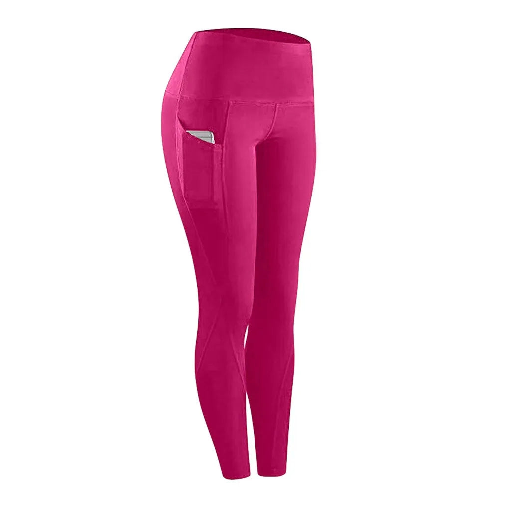 Side Pocket Leggings Women Push Up High Waist Pants Workout Fitness Tights Gym Leggins Mujer Sports Running Yoga Athletic Pants
