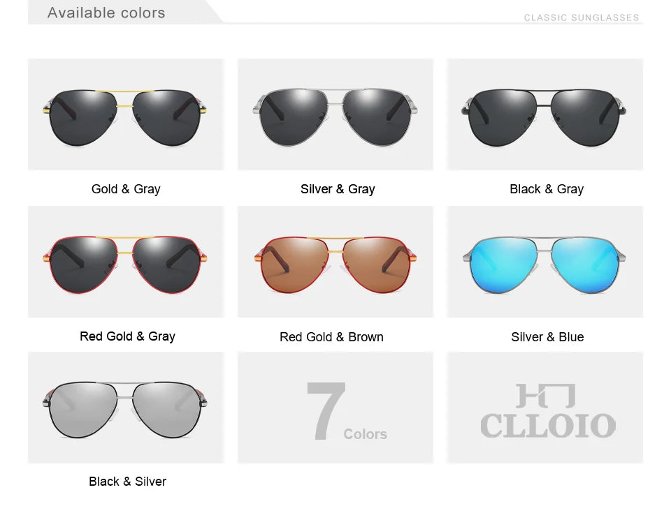 CLLOIO Men Classic Aluminum Polarized Sunglasses Women Driving Glasses Pilot Sun Glasses Brand Designer Male Vintage Sunglasses