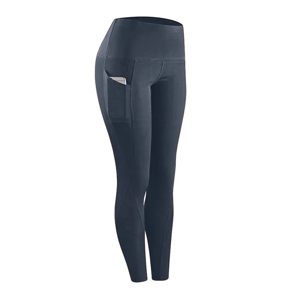 Side Pocket Leggings Women Push Up High Waist Pants Workout Fitness Tights Gym Leggins Mujer Sports Running Yoga Athletic Pants
