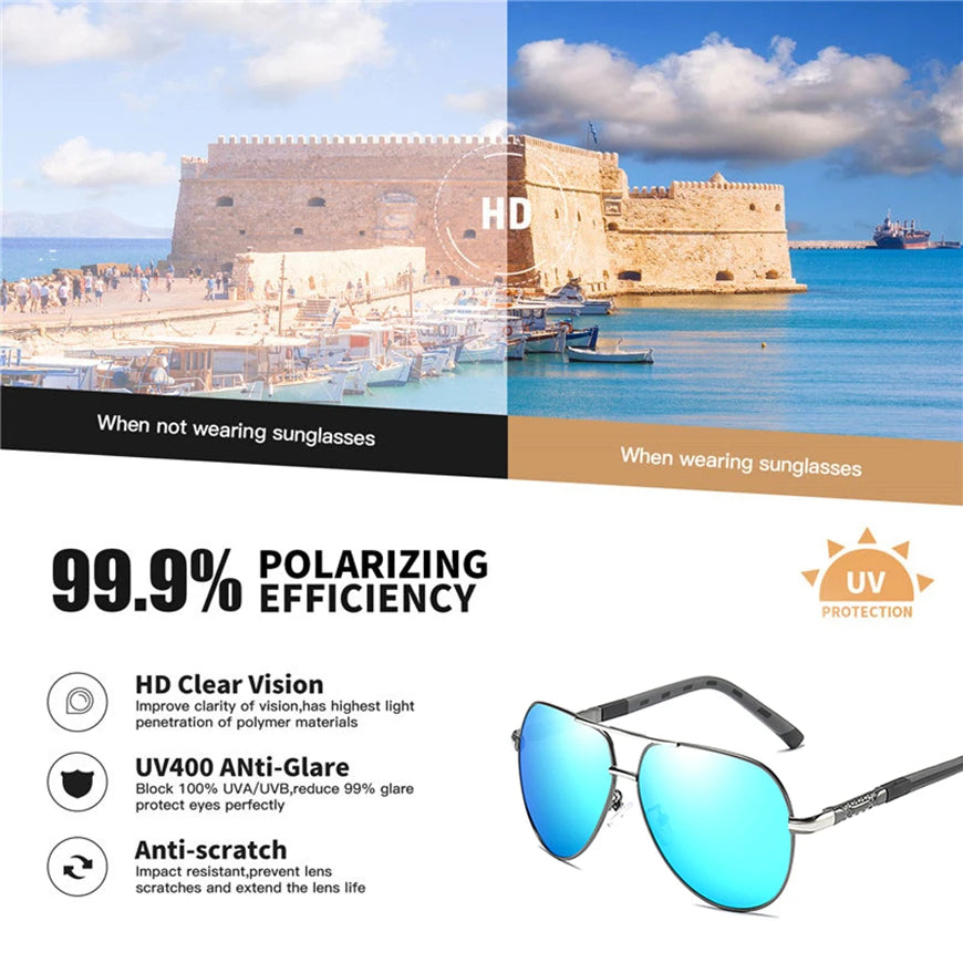 CLLOIO Men Classic Aluminum Polarized Sunglasses Women Driving Glasses Pilot Sun Glasses Brand Designer Male Vintage Sunglasses