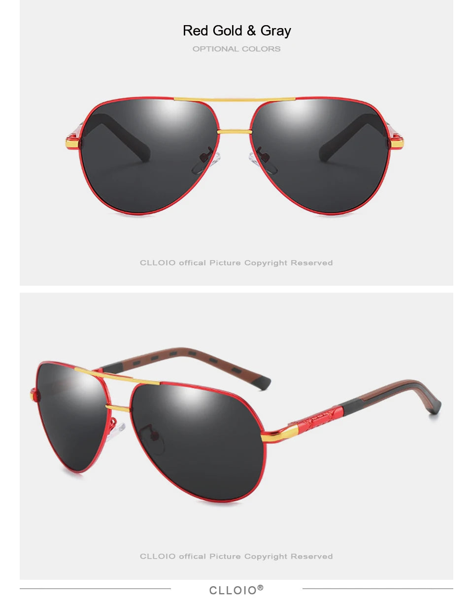 CLLOIO Men Classic Aluminum Polarized Sunglasses Women Driving Glasses Pilot Sun Glasses Brand Designer Male Vintage Sunglasses