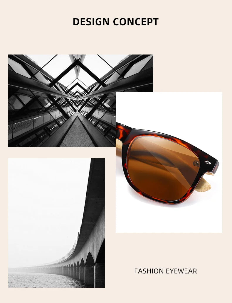 BARCUR Polarized Glasses Men Bamboo Wood Sun Glasses Women Fashion Mirror Sunglasses Brand Designer Eyewear