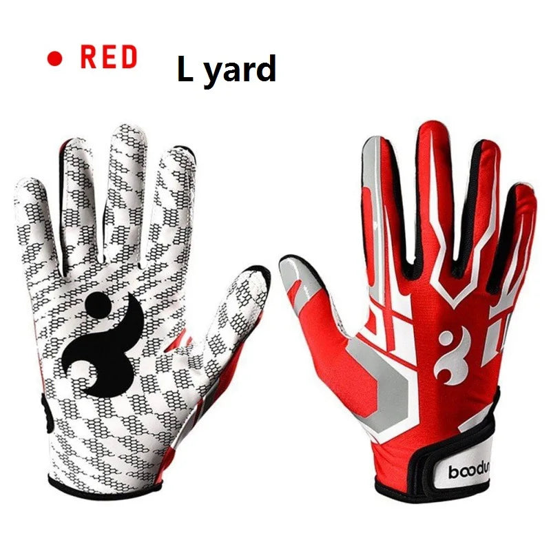 Men Women Rugby Gloves Breathable Anti-slip Full Finger Silicone Baseball American Football Gloves Adjustable Wristband Gloves