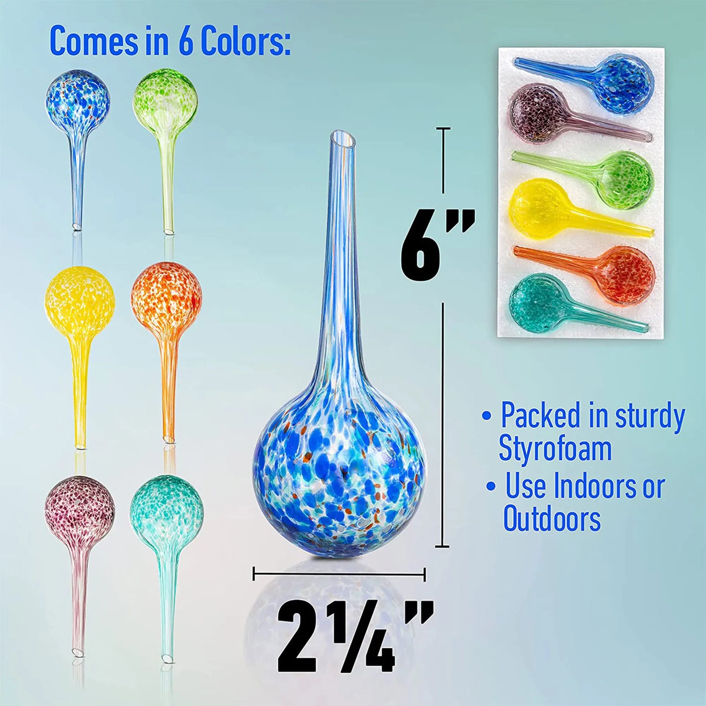 Plant Watering Globe Set for Indoor and Outdoor Plants, Globe Set, Automatic Devices, Terrarium Pots, Decor Flower Vases, 6 Pcs