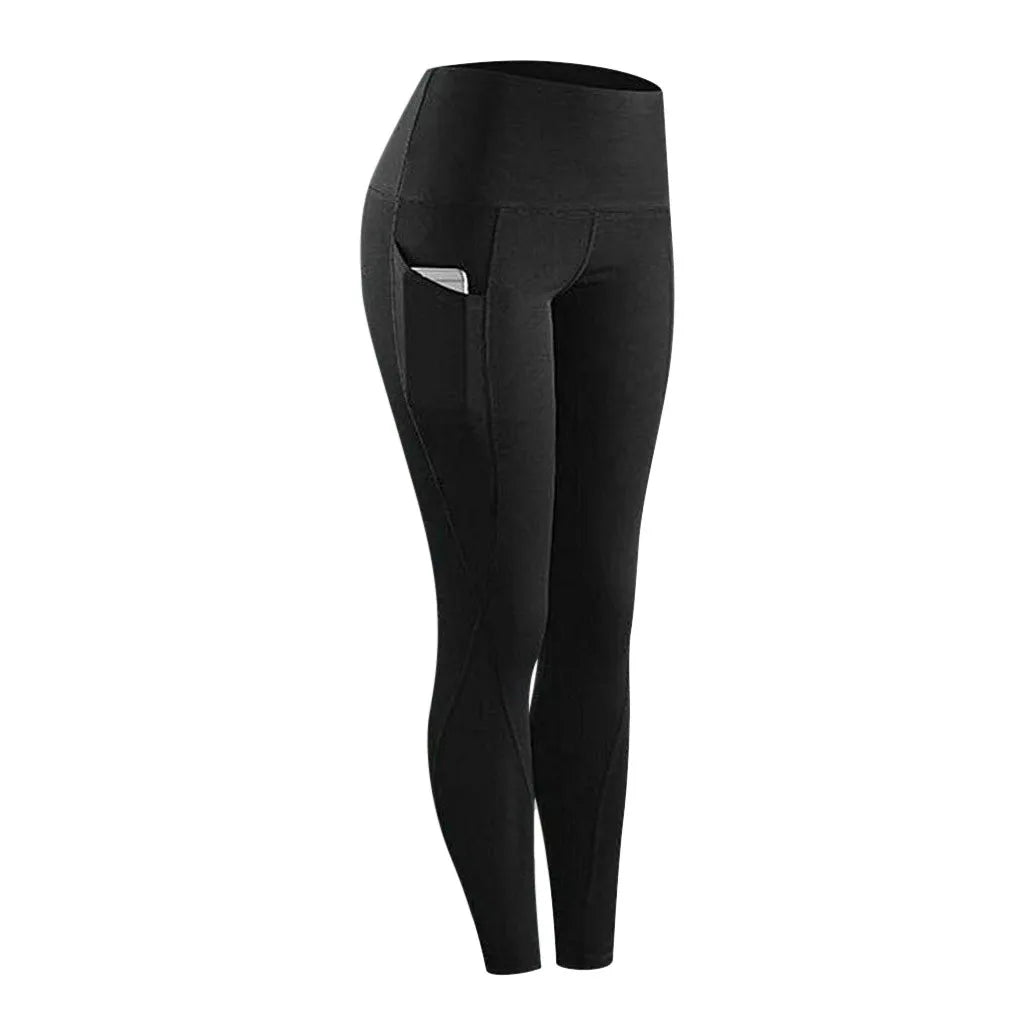 Side Pocket Leggings Women Push Up High Waist Pants Workout Fitness Tights Gym Leggins Mujer Sports Running Yoga Athletic Pants
