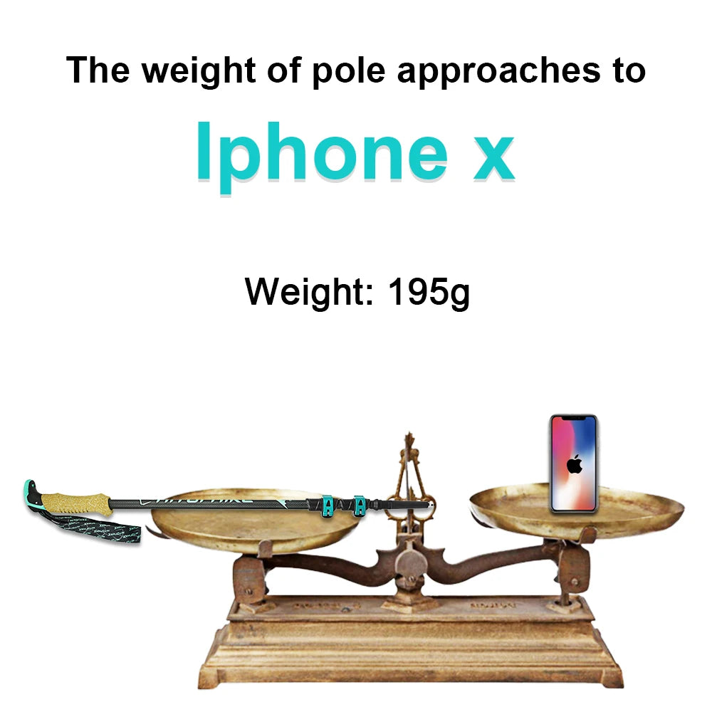 Carbon Fiber External Quick Lock Trekking Poles, Nordic Walking Stick, Hiking Telescope Stick, Shooting Crutch, 210 g/pc