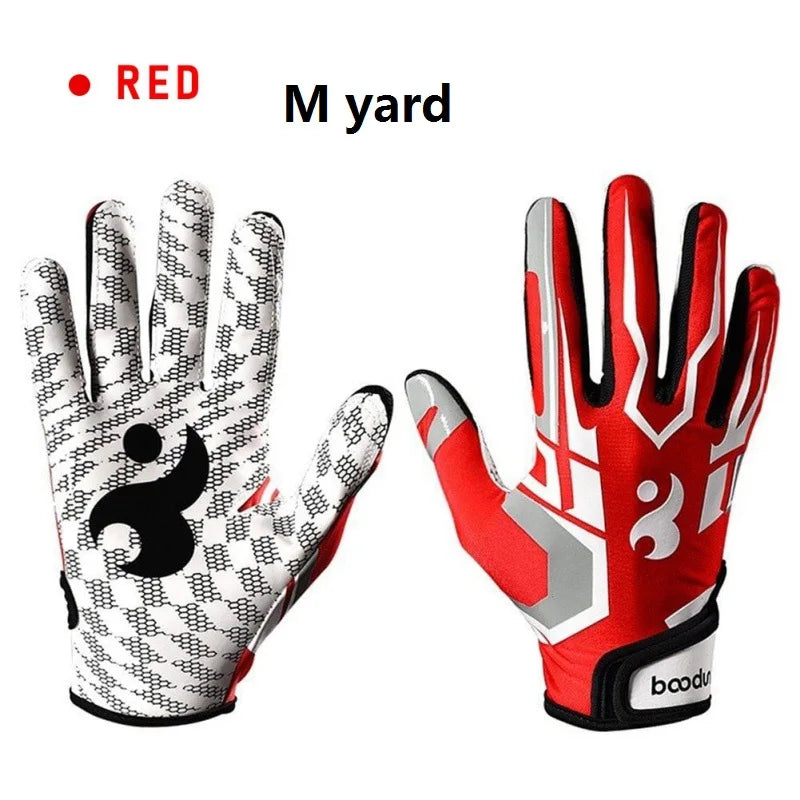 Men Women Rugby Gloves Breathable Anti-slip Full Finger Silicone Baseball American Football Gloves Adjustable Wristband Gloves