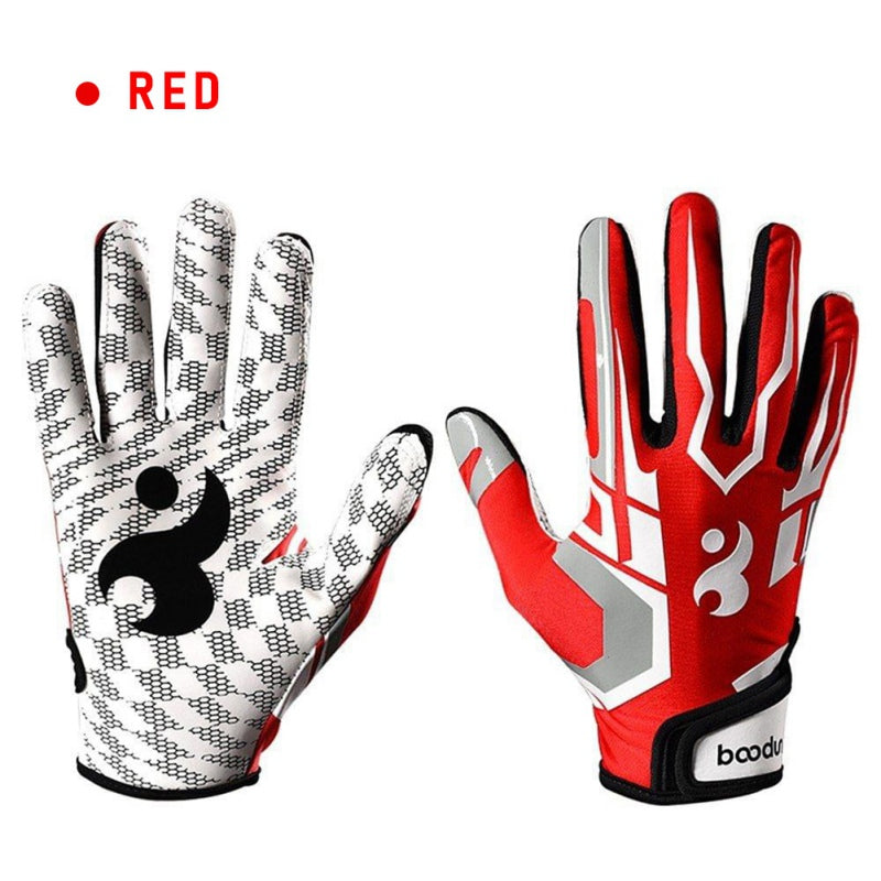 Men Women Rugby Gloves Breathable Anti-slip Full Finger Silicone Baseball American Football Gloves Adjustable Wristband Gloves