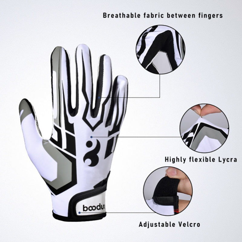 Men Women Rugby Gloves Breathable Anti-slip Full Finger Silicone Baseball American Football Gloves Adjustable Wristband Gloves