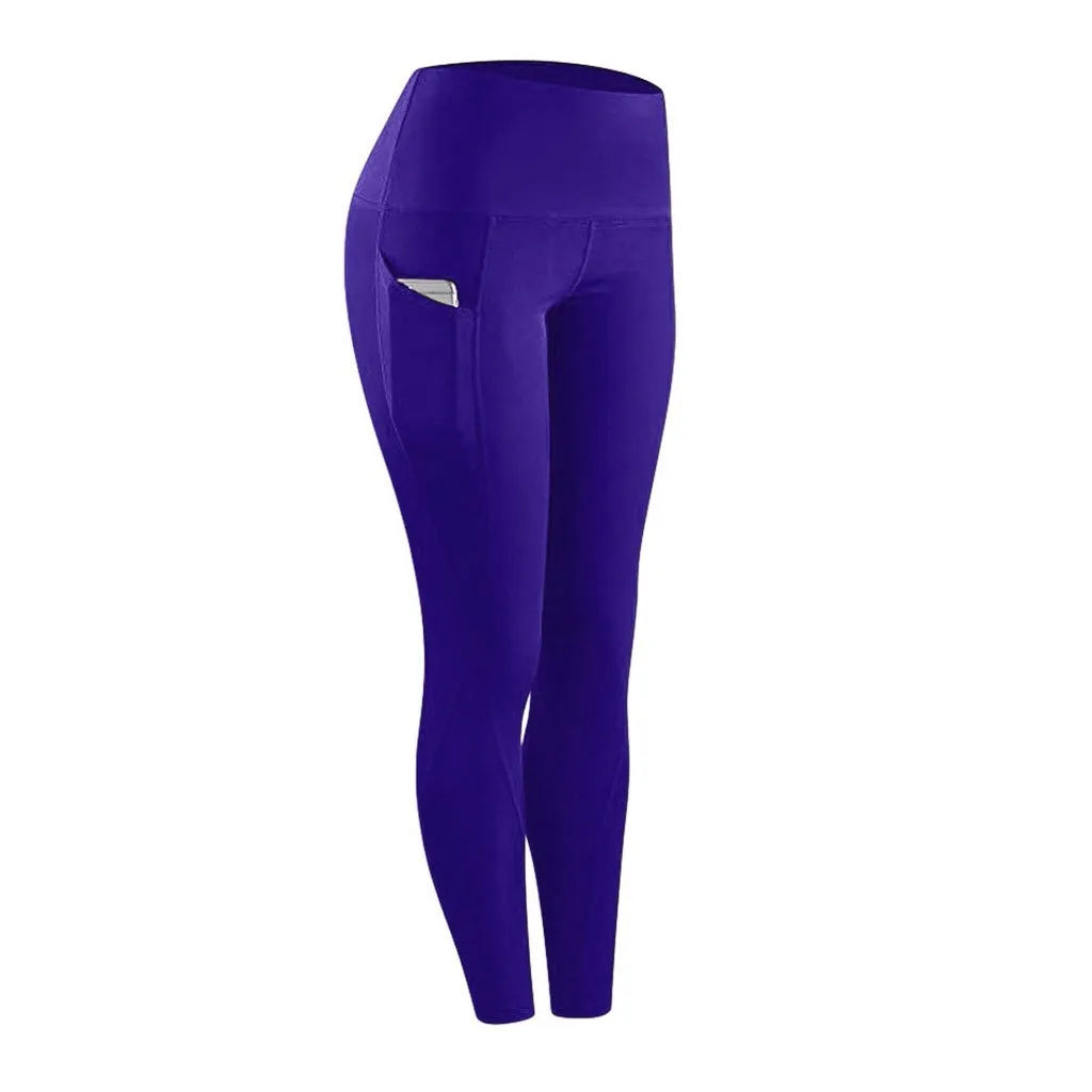 Side Pocket Leggings Women Push Up High Waist Pants Workout Fitness Tights Gym Leggins Mujer Sports Running Yoga Athletic Pants