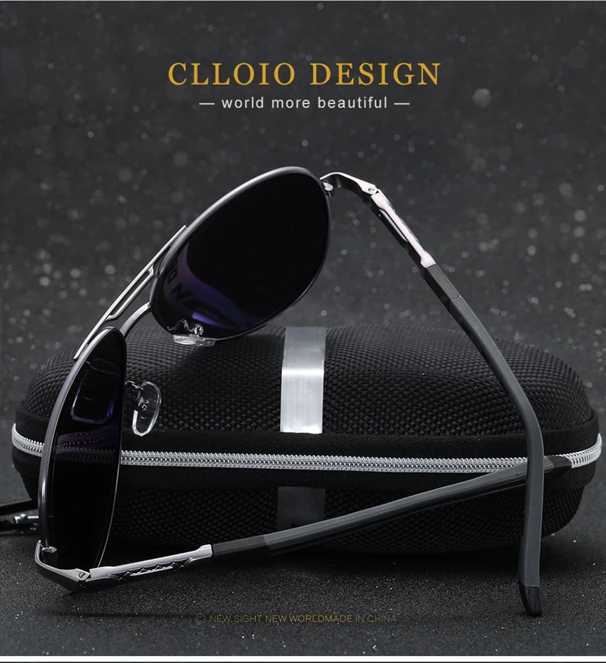 CLLOIO Men Classic Aluminum Polarized Sunglasses Women Driving Glasses Pilot Sun Glasses Brand Designer Male Vintage Sunglasses