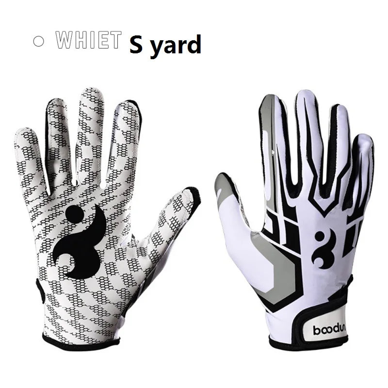 Men Women Rugby Gloves Breathable Anti-slip Full Finger Silicone Baseball American Football Gloves Adjustable Wristband Gloves