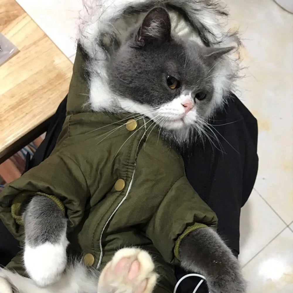 Winter Pet Dog Clothes Warm Dog Hooded Jacket Thicken Coat Jumpsuit for Small Dogs Pet Clothing For French Bulldog Puppy Outfits