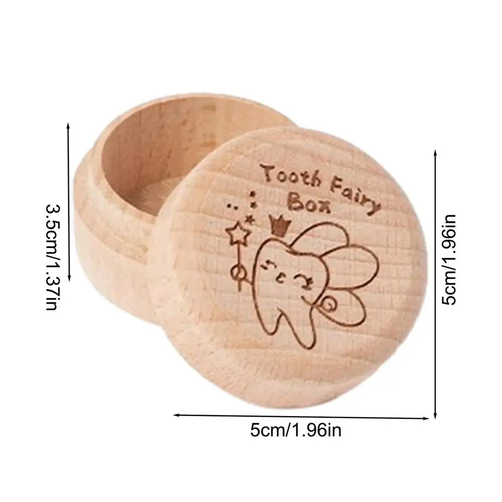 Baby Wooden Boxes Tooth Box Wooden Memory Box For Tooth Cute Carved Teeth Container Fairy Gifts Keepsake Gift For Baby