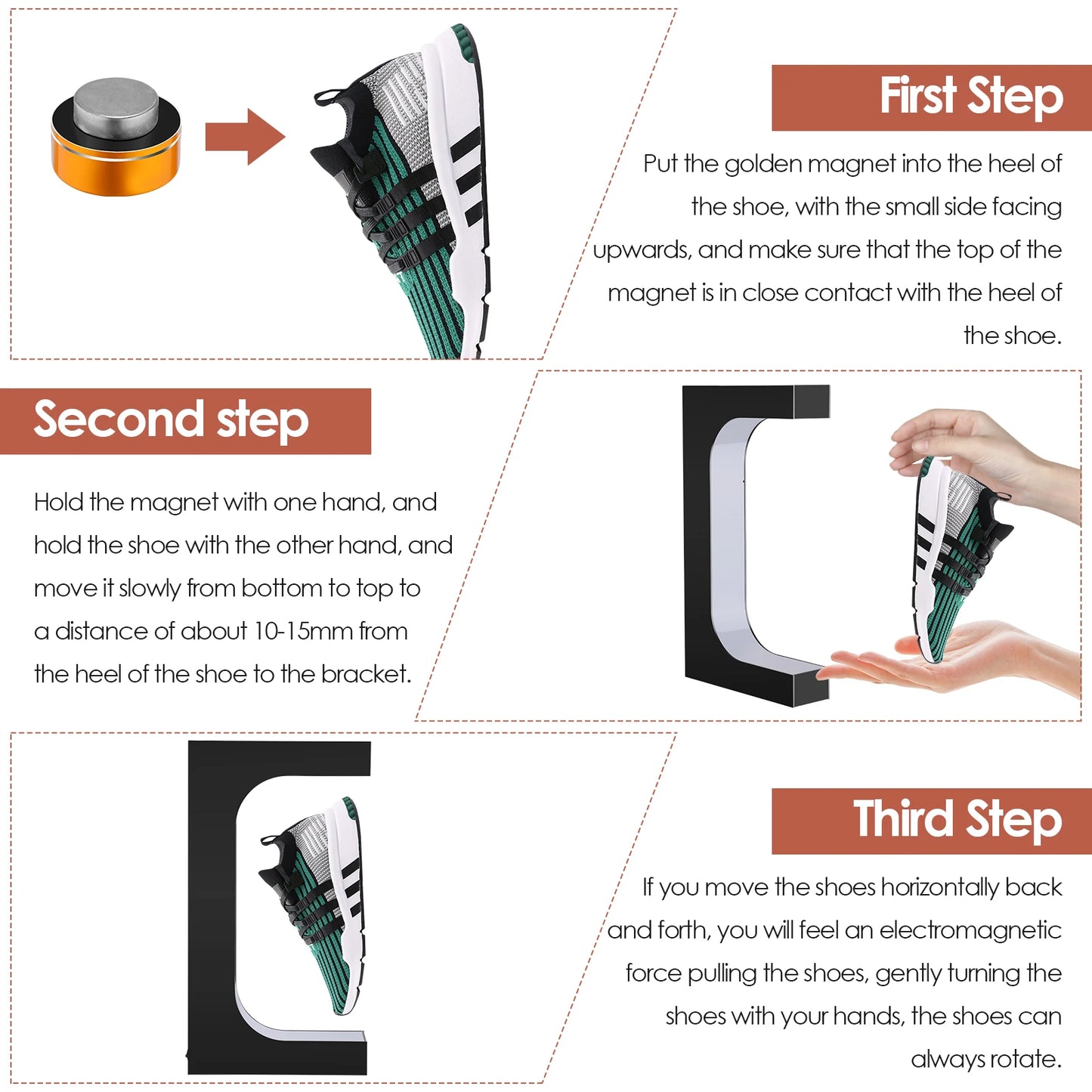 Magnetic Floating Shoe Display Stand Levitation Sneaker Holder With LED Light for Advertising Store levitating shoe display