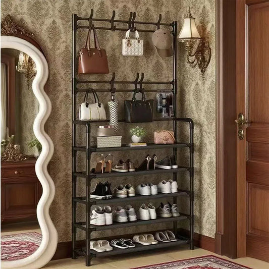 Multi-functional entrance shoe rack, super practical for storing bags and shoes, large-capacity multi-layer shoe rack