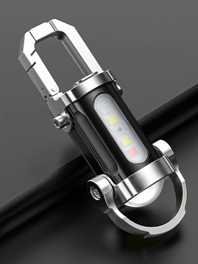 COB LED Keychain Flashlight Multifunctional Pocket Flashlight USB Rechargeable Portable Keychain Torch for Camping Hiking