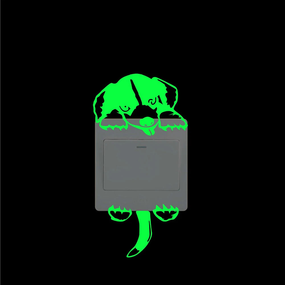 Light Switch Sticker Luminous Wall Stickers Cartoon Glow In The Dark Sticker Decal For Kids Room Decoration Home Decor Cat Fairy