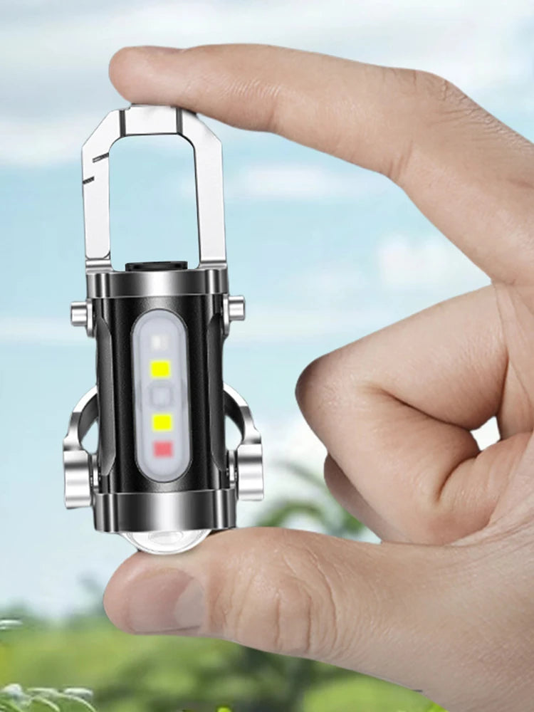 COB LED Keychain Flashlight Multifunctional Pocket Flashlight USB Rechargeable Portable Keychain Torch for Camping Hiking