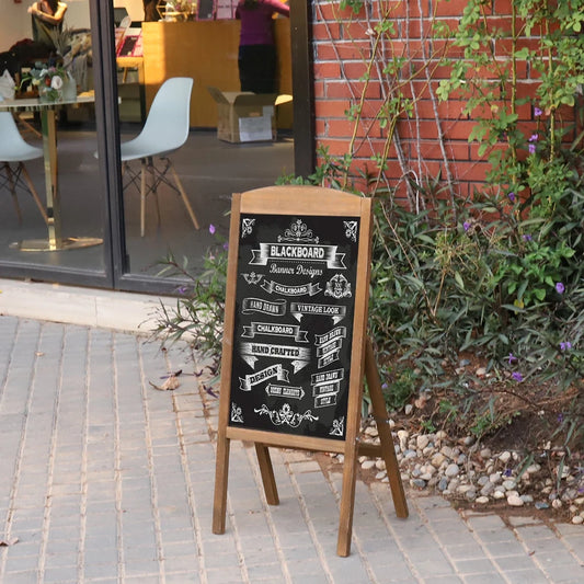 Wooden A-Frame Sign Freestanding Message Chalkboard Sidewalk Blackboard