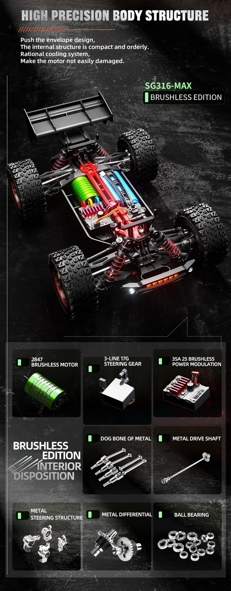 SG116 MAX 1:16 High Speed Drift Racing Car 80KM/H Brushless Motor 4WD SG316 MAX RC Off Road Car Monster Trucks Toy For Kids Gift