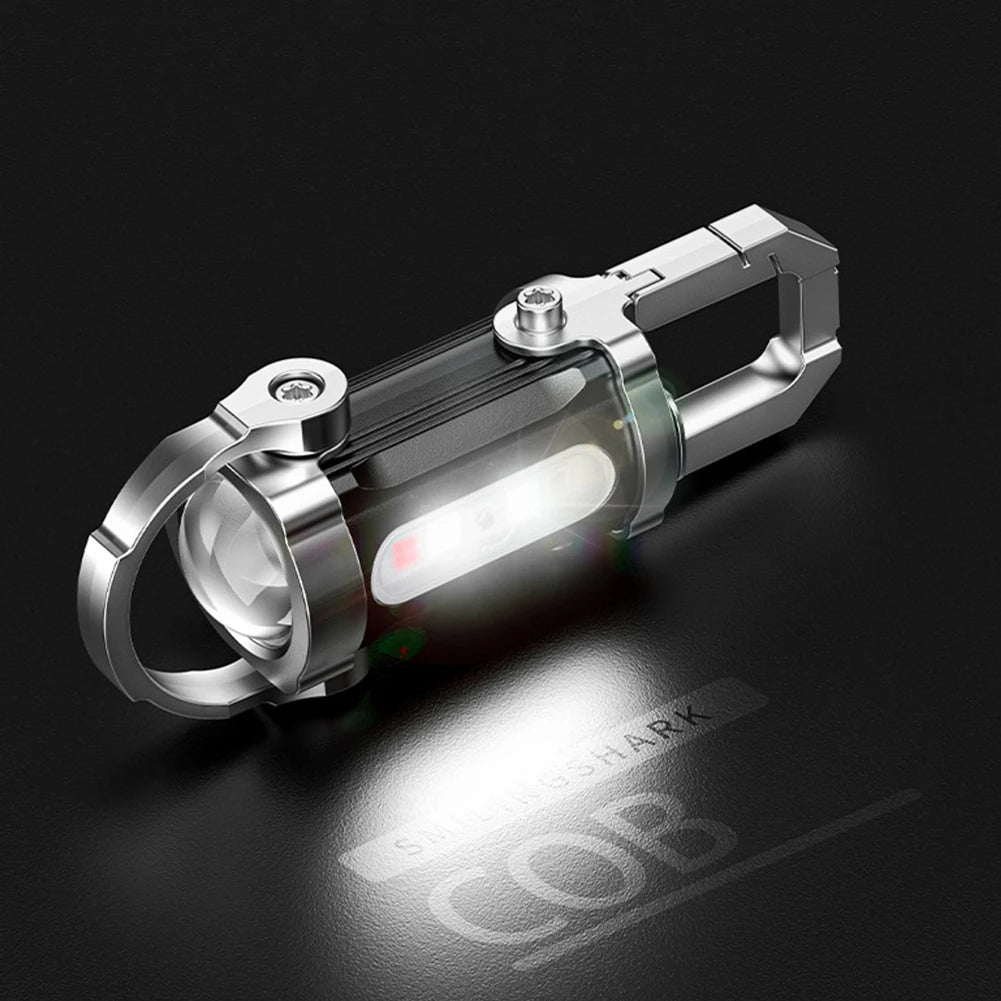COB LED Keychain Flashlight Multifunctional Pocket Flashlight USB Rechargeable Portable Keychain Torch for Camping Hiking