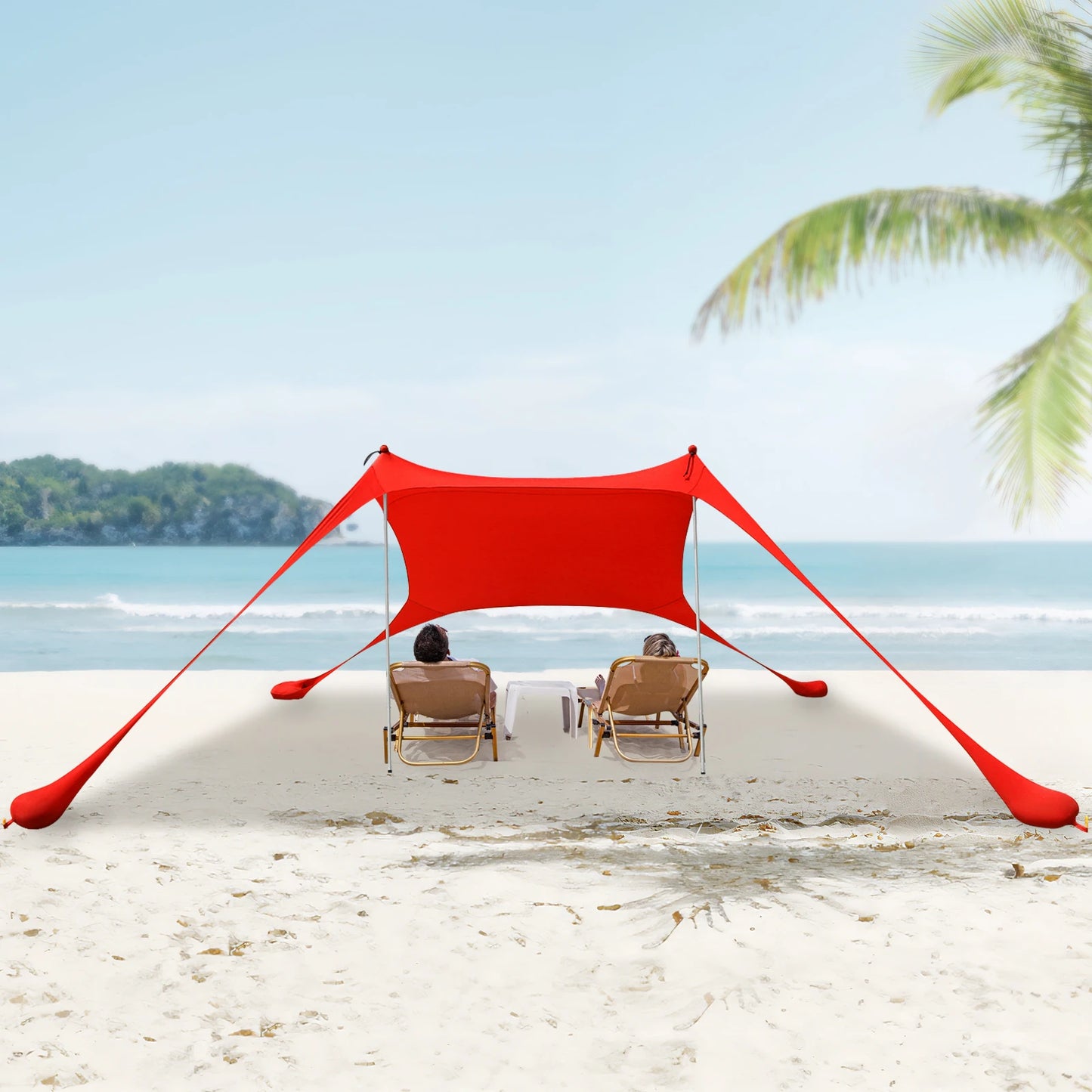 Red 2m * 1.6m Beach Elastic Sunshade Outdoor Tent for Beach Camping For 2-3 People For Beach Camping Fishing Backyard Picnic