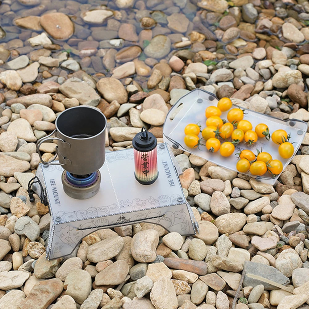 Small Backpacking Table Ultralight Outdoor Fishing Furniture Portable Mini Dining Table Multifunctional for BBQ Picnic