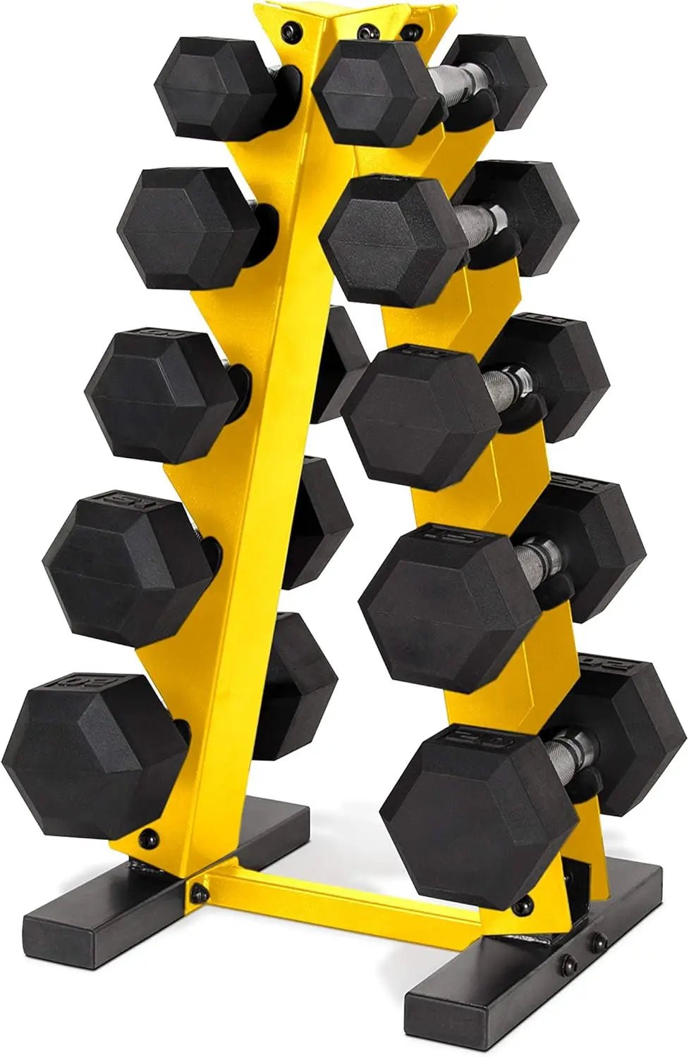 150 LB Coated Hex Dumbbell Weight Set with Vertical Rack | Chrome Handle Multiple Options