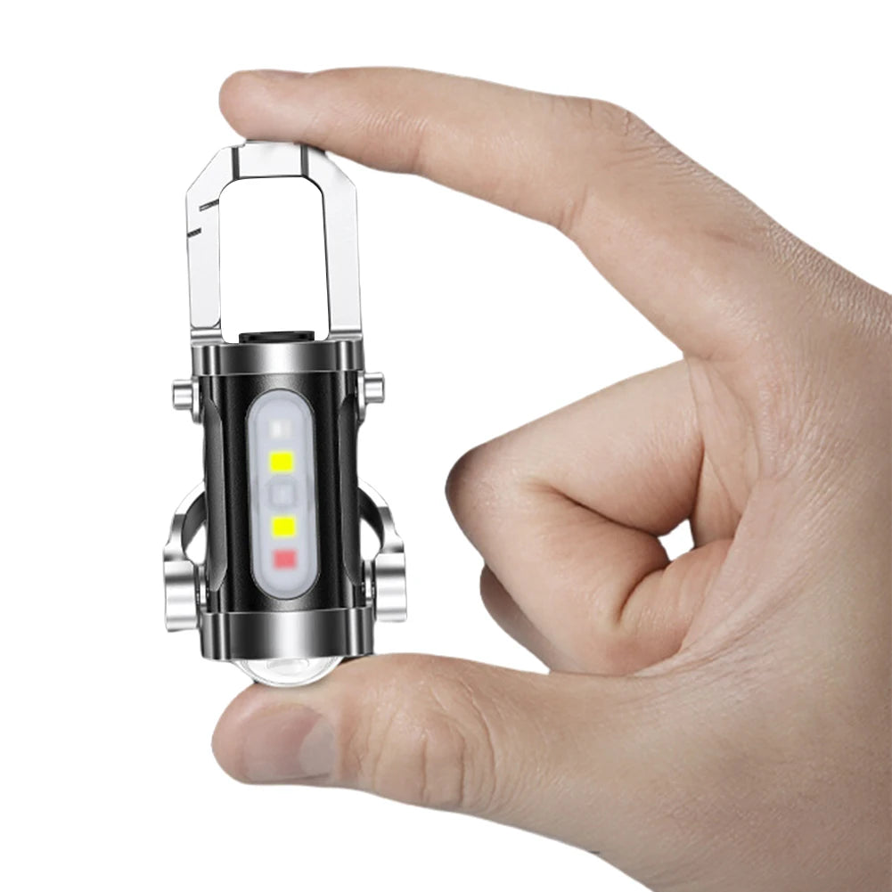 COB LED Keychain Flashlight Multifunctional Pocket Flashlight USB Rechargeable Portable Keychain Torch for Camping Hiking