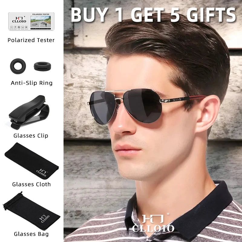 CLLOIO Men Classic Aluminum Polarized Sunglasses Women Driving Glasses Pilot Sun Glasses Brand Designer Male Vintage Sunglasses
