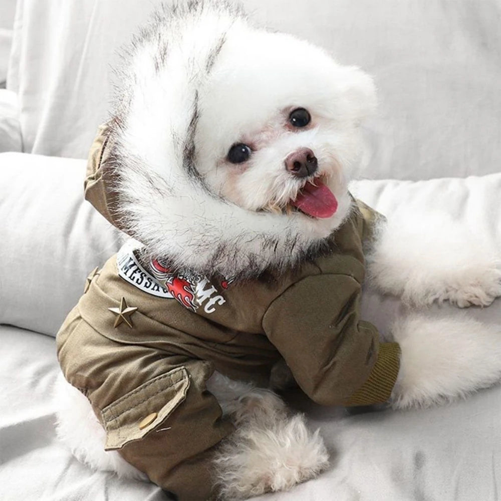 Winter Pet Dog Clothes Warm Dog Hooded Jacket Thicken Coat Jumpsuit for Small Dogs Pet Clothing For French Bulldog Puppy Outfits
