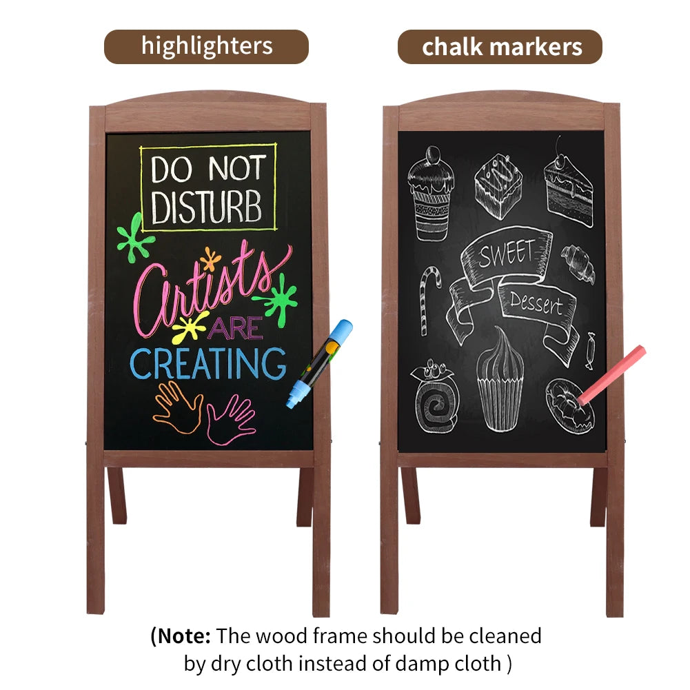Wooden A-Frame Sign Freestanding Message Chalkboard Sidewalk Blackboard