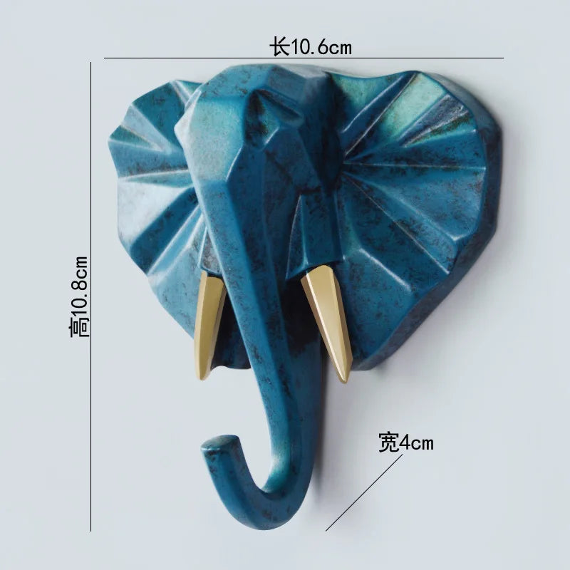 Animal Head Resin Key Hook Decor Holder Clothing Deer Elephant Unicorn Rhinoceros Racks Hook Coat Bag Hanger Cap Decor Home Wall