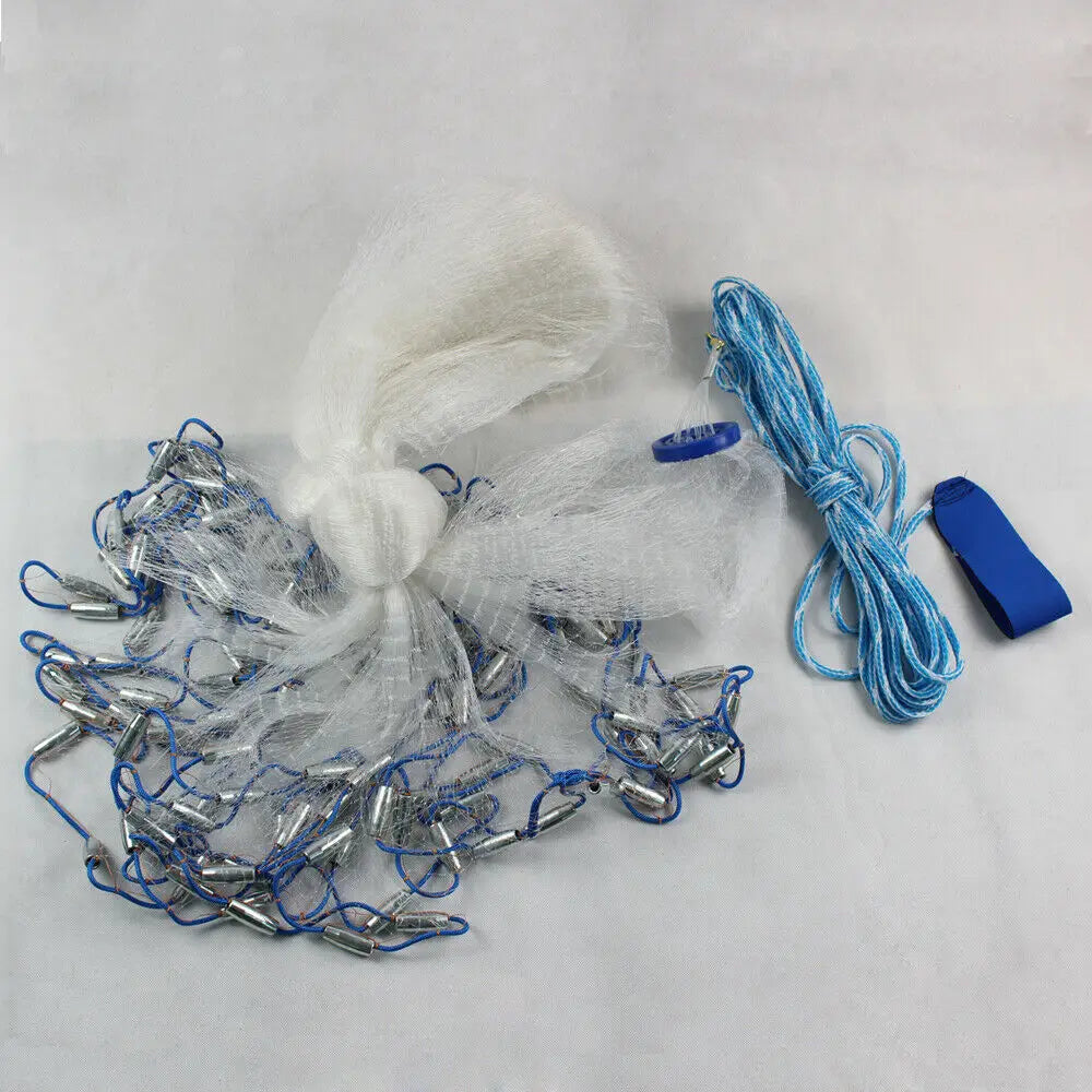 10ft Diameter Fishing Cast Net 0.59*0.59in mesh Fishing Cast Net for Bait Trap
